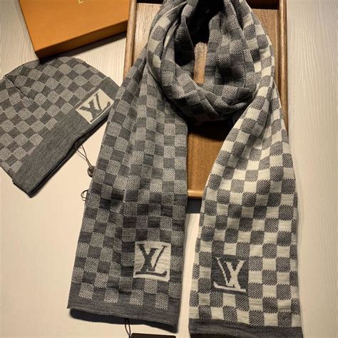 louis vuitton hat and scarf set grey|louis vuitton scarf cost.